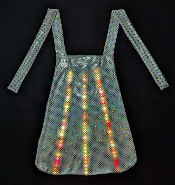 LED Capes, Children and Adult Capes, Silver, Sparkle by Day, Light Up the Night, Confetti Orange and Red Pattern