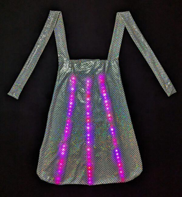 LED Capes, Children and Adult Capes, Silver, Sparkle by Day, Light Up the Night, Confetti Pink and Purple Pattern