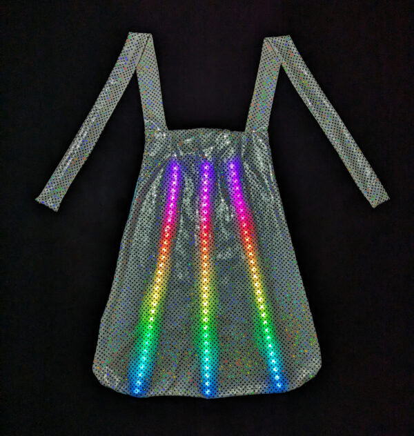 LED Capes, Children and Adult Capes, Silver, Sparkle by Day, Light Up the Night, Rainbow Pattern